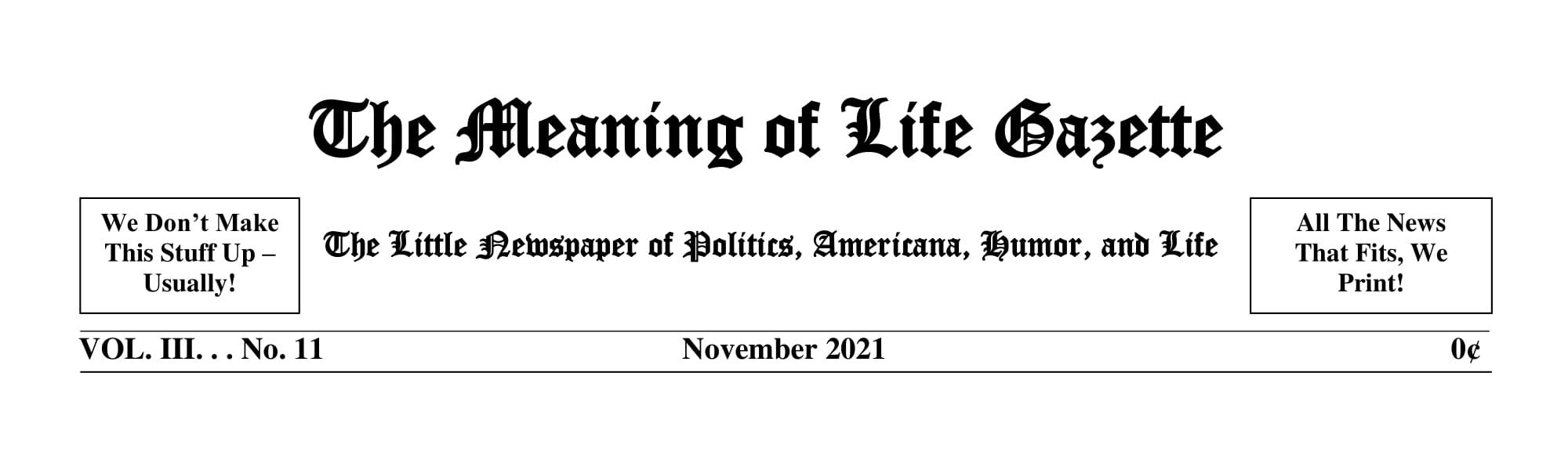 Latest Gazette! Last One Available to Non-Subscribers. Subscribe for Free!